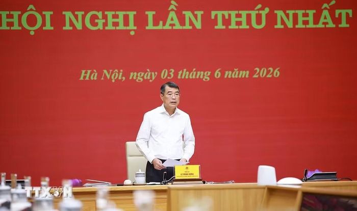 Bí thư Đảng ủy, Thủ tướng Chính phủ Lê Minh Hưng chủ trì Hội nghị lần thứ nhất Ban chấp hành Đảng bộ Chính phủ. (Ảnh: Dương Giang/TTXVN)