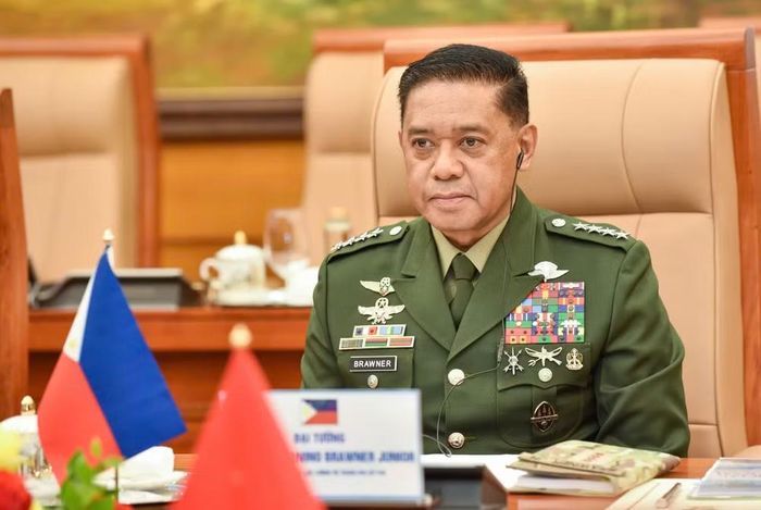 Đại tướng Romeo S. Brawner Jr., Tham mưu trưởng Lực lượng Vũ trang Philippines tại hội đàm. (Ảnh: PV/Vietnam+)