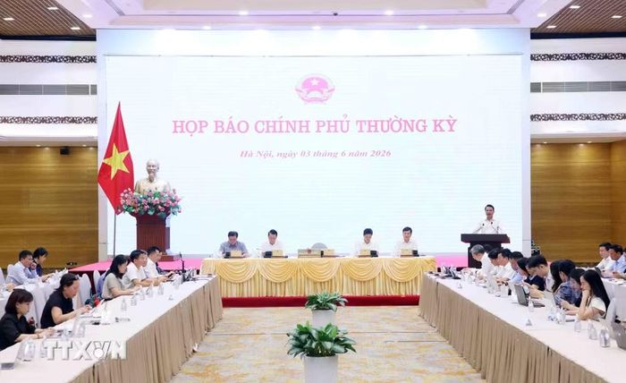 Họp báo Chính phủ thường kỳ tháng 5/2026. (Ảnh: Phạm Kiên/TTXVN)