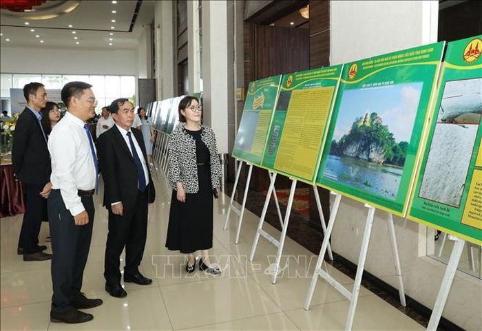 Các đại biểu tham quan hệ thống tư liệu về ma nhai núi Non Nước.