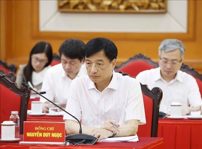 Đồng chí Nguyễn Duy Ngọc, Ủy viên Bộ Chính trị, Bí thư Trung ương Đảng, Trưởng Ban Tổ chức Trung ương dự cuộc họp. Ảnh: Thống Nhất/TTXVN