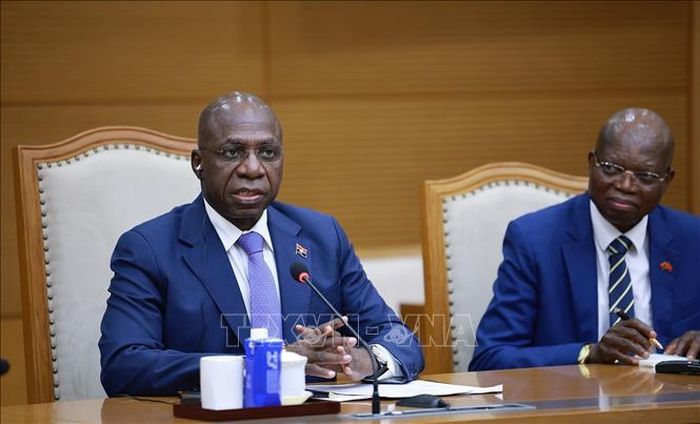 Bộ trưởng Ngoại giao Cộng hòa Angola Téte António phát biểu. Ảnh: Dương Giang/TTXVN