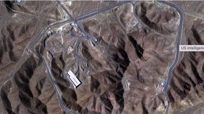 Hình ảnh từ vệ tinh Maxar ngày 1/7/2025 về nhà máy làm giàu uranium Fordo, nằm cách thành phố Qom, miền Trung Iran khoảng 30km. Ảnh: MNA/TTXVN