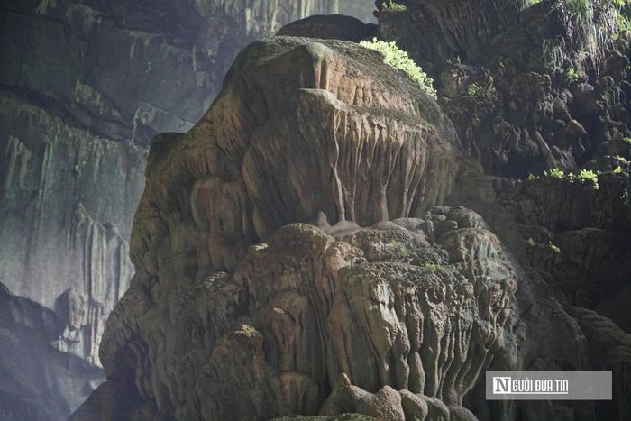 Khi ánh sáng chiếu vào, các lớp khoáng chất phản chiếu sắc vàng huyền ảo, tạo nên khung cảnh kỳ bí giữa lòng núi. Do độ ẩm cao, nhiều mảng đá phủ kín rêu xanh, địa y và các loài thực vật nhỏ, khiến không gian càng thêm nguyên sơ.