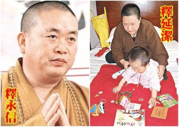 Thích Vĩnh Tín và con gái riêng giao cho một ni sư nuôi dưỡng. Ảnh: Dongfang,