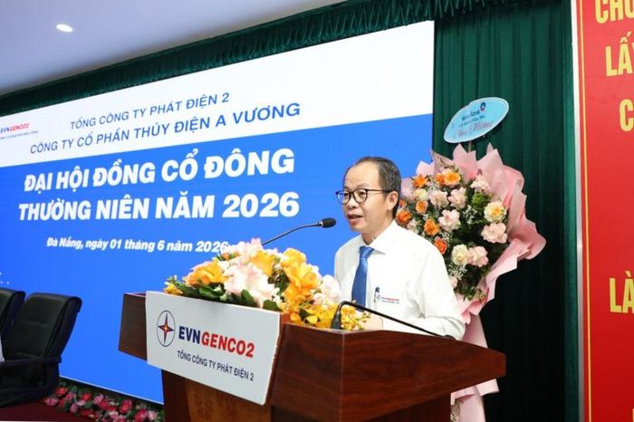 Ông Cao Huy Bảo, Thành viên HĐQT, Tổng Giám đốc AVC báo cáo tại đại hội. Ảnh: Bình An