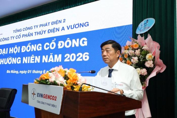 Ông Lưu Ngọc Mai Phi, Chủ tịch HĐQT AVC báo cáo tại đại hội. Ảnh: Bình An