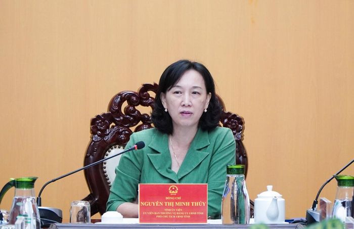 Phó Chủ tịch UBND tỉnh An Giang Nguyễn Thị Minh Thúy kết luận cuộc họp.
