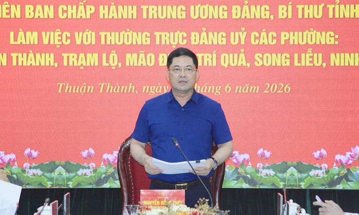  Đồng chí Nguyễn Hồng Thái phát biểu kết luận tại buổi làm việc. 