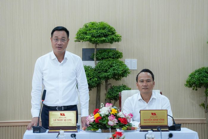 Bí thư Thành ủy Lê Ngọc Quang phát biểu tại buổi làm việc. Ảnh: THÀNH CÔNG