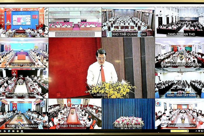 Hội nghị được kết nối trực tuyến tới các tòa án quân sự và tòa án nhân dân các cấp trên toàn quốc.