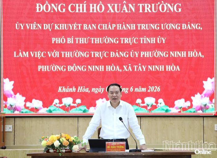 Phó Bí thư Thường trực Tỉnh ủy Hồ Xuân Trường phát biểu chỉ đạo tại buổi làm việc.