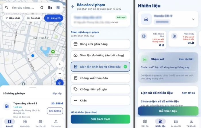 Các tính năng của ứng dụng Quanh tôi. Ảnh chụp màn hình