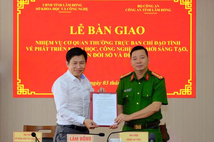 Công an tỉnh Lâm Đồng tiếp nhận nhiệm vụ Cơ quan Thường trực Ban chỉ đạo từ Sở Khoa học và Công nghệ