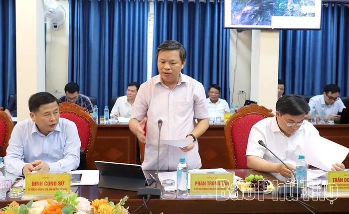Đồng chí Phó Chủ tịch UBND tỉnh Phan Trọng Tấn phát biểu tại buổi làm việc.