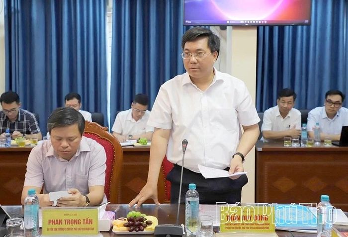 Đồng chí Chủ tịch UBND tỉnh Trần Duy Đông phát biểu tại buổi làm việc.