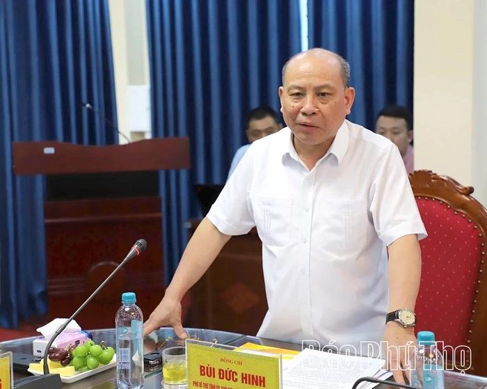 Đồng chí Phó Bí thư Tỉnh ủy, Chủ tịch HĐND tỉnh Bùi Đức Hinh phát biểu tại buổi làm việc.