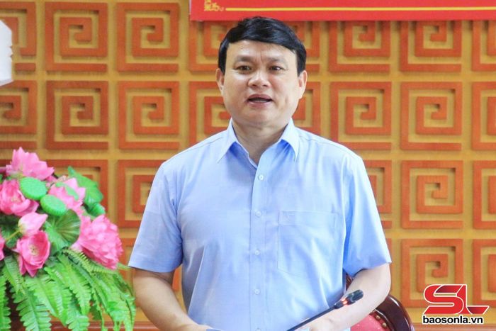 Đồng chí Đặng Ngọc Hậu, Phó Chủ tịch UBND tỉnh phát biểu tại cuộc làm việc.