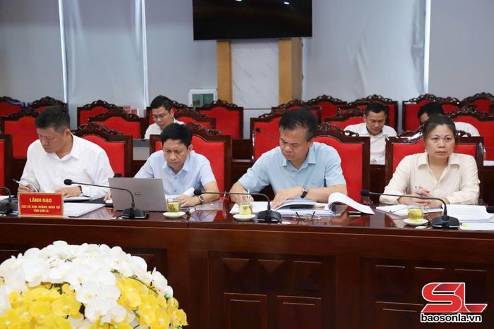 Đại biểu các sở, ngành dự cuộc làm việc.