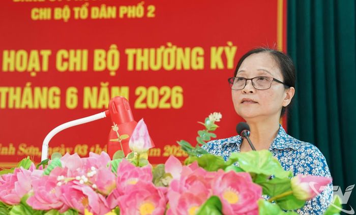 Đồng chí Bí thư Chi bộ tổ dân phố số 2 thông tin tới các đảng viên một số văn bản mới của Trung ương và của tỉnh.