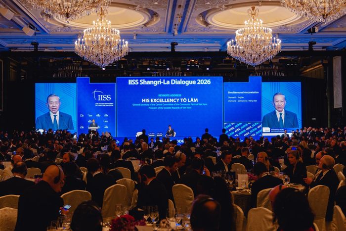 Tổng Bí thư, Chủ tịch nước Tô Lâm phát biểu dẫn đề tại Đối thoại Shangri-La 23. Ảnh: IISS