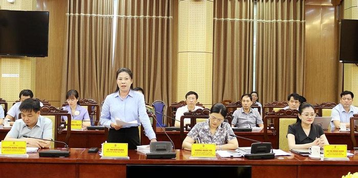 Phó Bí thư Thường trực Tỉnh ủy, Trưởng Đoàn ĐBQH tỉnh Lê Thị Kim Dung phát biểu tại buổi làm việc