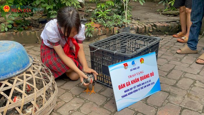 Hình ảnh cô học trò nhỏ nâng niu từng chú gà con dưới sự chứng kiến đầy tự hào của người mẹ và các anh chị phụ trách chính là minh chứng sống động nhất cho sức lan tỏa của lòng nhân ái.