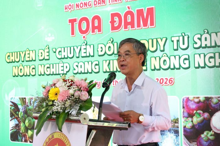 Phó Chủ tịch UBND tỉnh Vĩnh Long Châu Văn Hòa phát biểu tại tọa đàm
