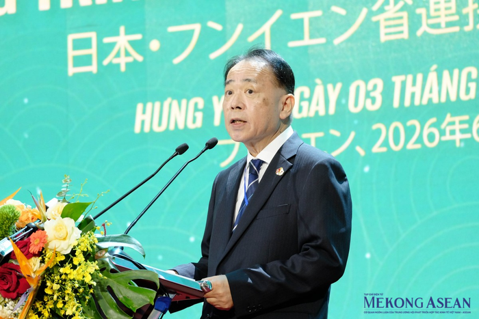 Chủ tịch JCCI Tsuchibashi Akito phát biểu tại sự kiện. Ảnh: Tùng Dương/Mekong ASEAN