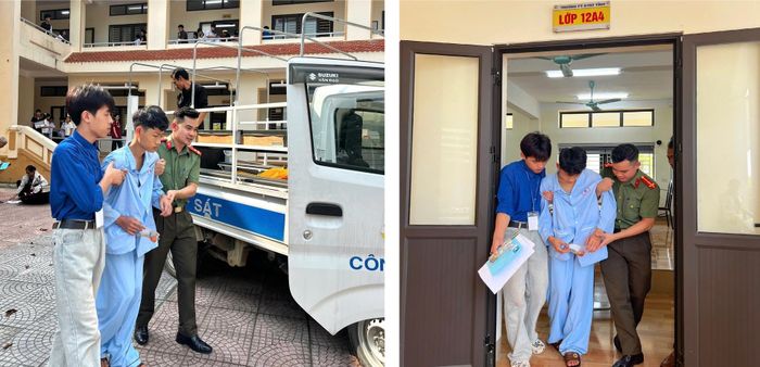 Công an phường Phú Thọ hỗ trợ em Võ Văn Tiến Đạt tham gia kỳ thi tuyển sinh vào lớp 10. Ảnh: Bộ Công an.