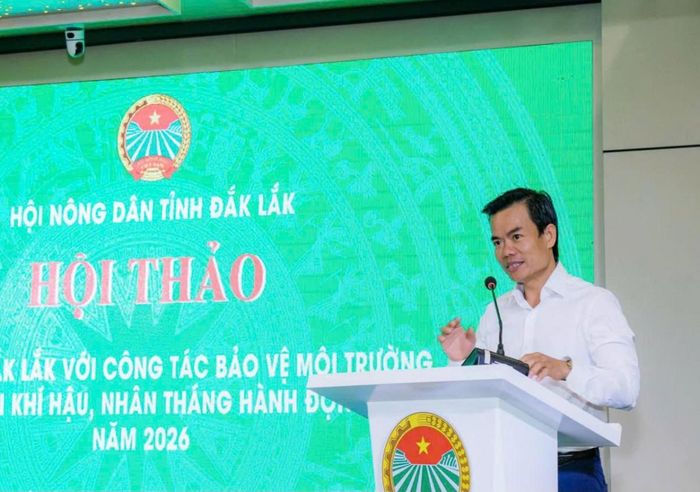  Ông Nguyễn Thái Hòa, Phó Giám đốc Sở Nông nghiệp và Môi trường phát biểu tại Hội thảo. 