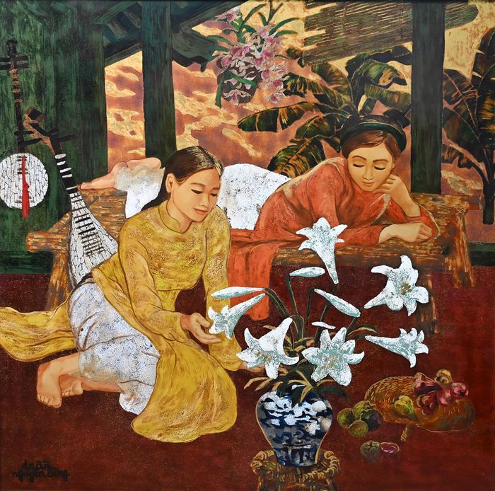 Tác phẩm "Hai cô gái bên hoa loa kèn".