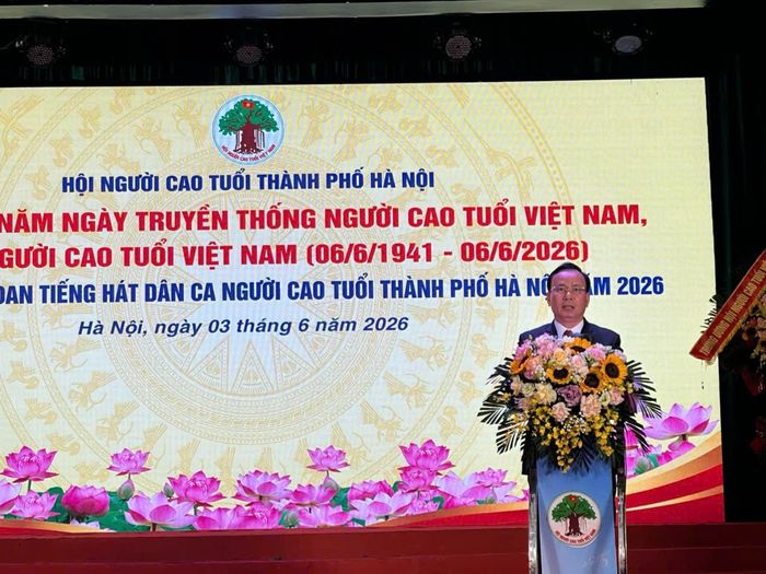 Phó Chủ tịch Trung ương Hội Người cao tuổi Việt Nam Nguyễn Lam phát biểu. Ảnh: Bảo Lâm