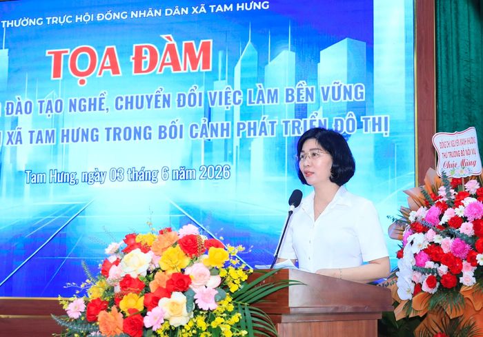 Phó Bí thư Thành ủy, Chủ tịch HĐND thành phố Hà Nội Phùng Thị Hồng Hà phát biểu tại tọa đàm. Ảnh: Quang Thái 