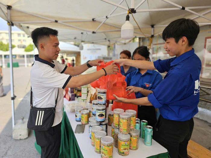 Các gian hàng tại Hội chợ xanh. Ảnh: Đèo Nhung
