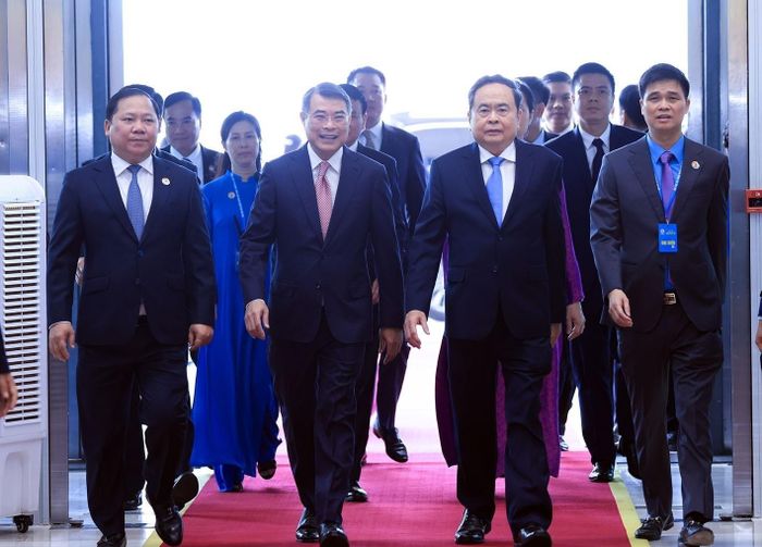 Thủ tướng Lê Minh Hưng và Chủ tịch Quốc hội Trần Thanh Mẫn đến dự Đại hội. Ảnh: Tuấn Anh - TTXVN