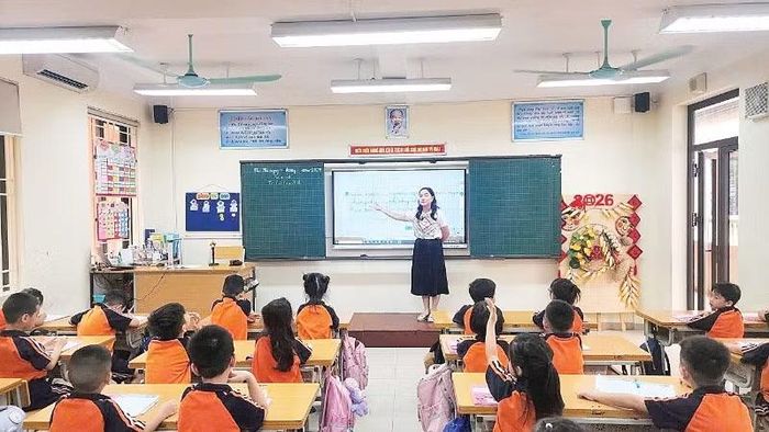 Giờ học của học sinh Trường tiểu học Thăng Long (Hà Nội).