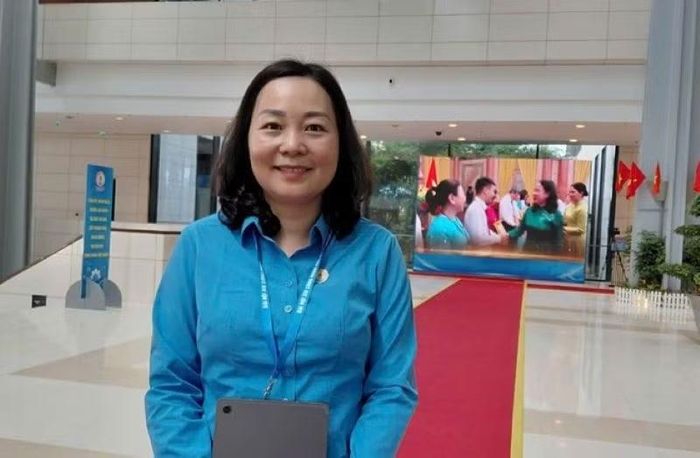 Phó trưởng Ban Công tác Công đoàn, Liên đoàn Lao động tỉnh Lạng Sơn Tô Thị Ái dự Đại hội XIV Công đoàn Việt Nam.