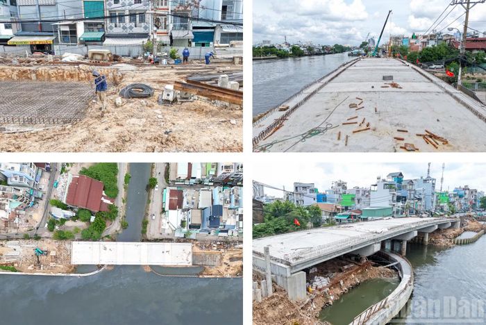 Cầu Hiệp Ân 2 bắc qua rạch Ụ Cây đang tăng tốc thi công.