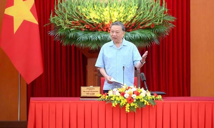 Tổng Bí thư, Chủ tịch nước Tô Lâm phát biểu chỉ đạo tại cuộc làm việc. (Ảnh: ĐĂNG KHOA)