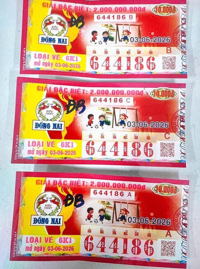 Giải độc đắc của vé số Đồng Nai trúng tại Đồng Nai. Ảnh: ĐLVS Thanh