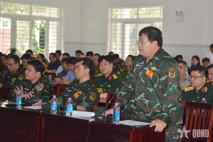  Đồng chí Châu Ngô Anh Nhân, Giám đốc Sở Tài chính tỉnh Khánh Hòa phát biểu về công tác huy động vật chất hậu cần.