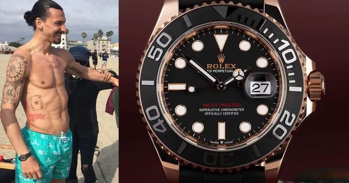 Bộ sưu tập của Zlatan Ibrahimović tiếp tục ghi nhận sự góp mặt của chiếc Rolex Yacht-Master (Ref. 126655) bằng vàng hồng Everose 18k. Sự kết hợp giữa bộ vỏ vàng độc quyền và mặt số đen bóng mang lại diện mạo sang trọng, đầy tinh tế. Thiết kế linh hoạt giúp cỗ máy này dễ dàng đồng hành cùng chủ nhân trong mọi hành trình từ đại dương đến các sự kiện thượng lưu. (Ảnh: Rubber B)