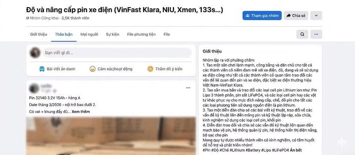 Thị trường độ pin xe điện hoạt động công khai trên mạng xã hội.