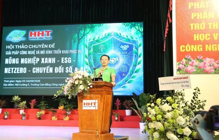 NGƯT.TS Phạm Xuân Khánh - Hiệu trưởng Trường Cao đẳng Công nghệ cao Hà Nội phát biểu.