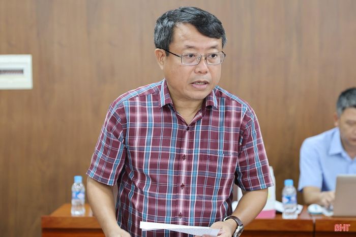 Phó Chủ tịch Thường trực HĐND tỉnh Dương Tất Thắng phát biểu tại cuộc làm việc.