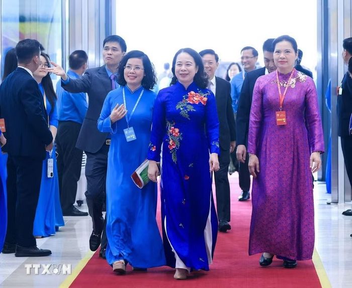 Đồng chí Võ Thị Ánh Xuân, Bí thư Trung ương Đảng, Phó Chủ tịch nước đến dự Đại hội. (Ảnh: Tuấn Anh/TTXVN)