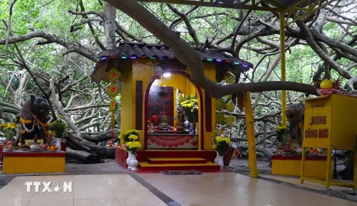 Miếu thờ bà Thượng Động Cố Hỉ (hay Hỷ) tại Di tích lịch sử Giàn Gừa. (Ảnh: Nguyễn Hằng/TTXVN)