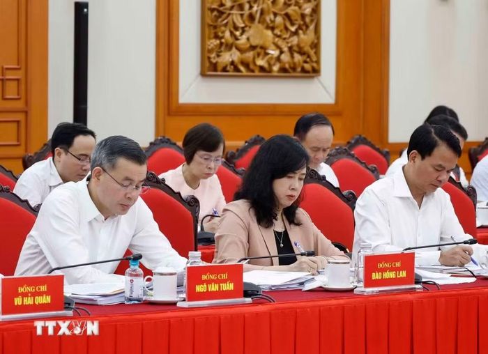 Các đại biểu tham dự cuộc làm việc. (Ảnh: Thống Nhất/TTXVN)