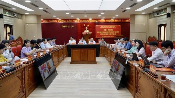 Quang cảnh Hội nghị tại điểm cầu Tỉnh ủy Gia Lai.
